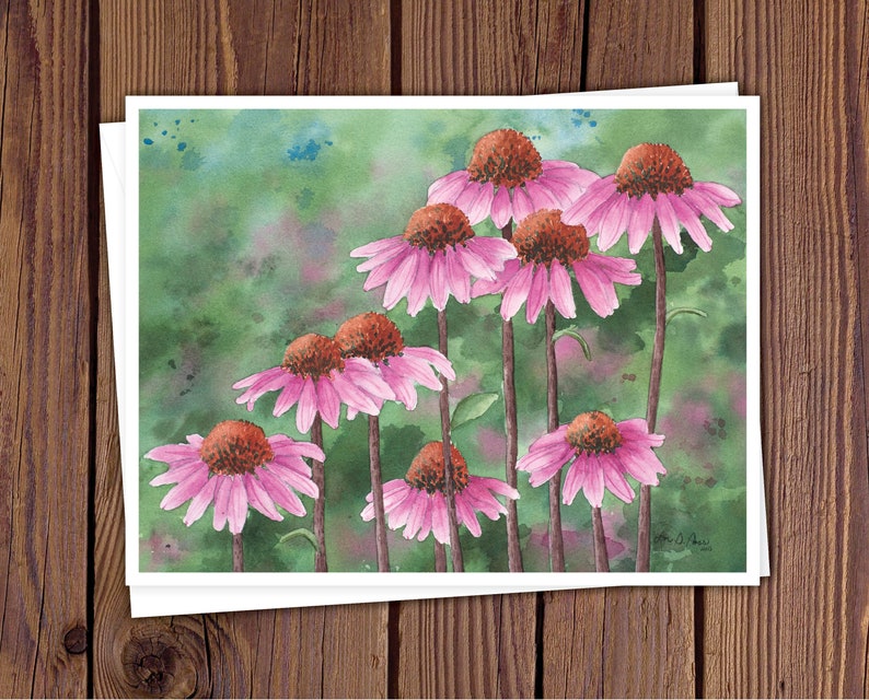 8 Watercolor Note Cards with Envelopes, Featuring Four Assorted Floral Watercolor Paintings by Laura Poss, Blank Inside // handmade cards image 6