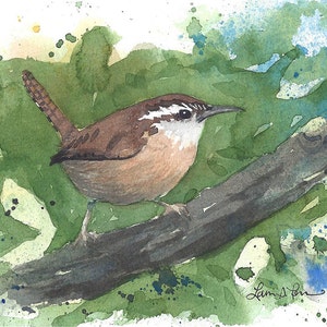 5x7 Carolina Wren Print | Watercolor Bird Art | Nature Decor | Laura Poss Art