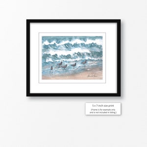 2 sizes Watercolor Print of Sandpipers, from a painting by Laura Poss // 5x7 inches or 8x10 inches image 2