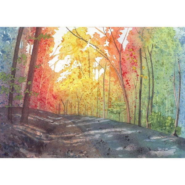 Blue Ridge Parkway Art Print | Fall Landscape Watercolor | Autumn Road Painting | Laura Poss Art