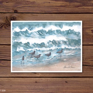 2 sizes Watercolor Print of Sandpipers, from a painting by Laura Poss // 5x7 inches or 8x10 inches image 5