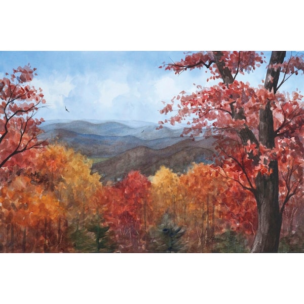 Blue Ridge Afternoon Print | Fall Mountain Art | Appalachian Landscape | Laura Poss Art