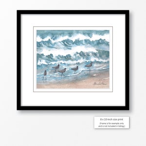 2 sizes Watercolor Print of Sandpipers, from a painting by Laura Poss // 5x7 inches or 8x10 inches image 3
