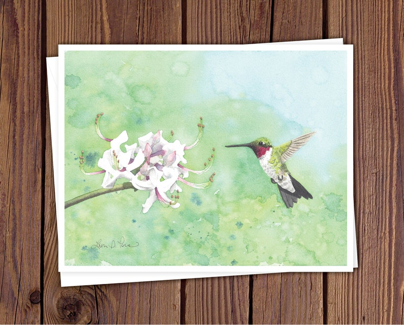 8 Watercolor Note Cards with Envelopes, Four Assorted Bird Watercolor Paintings by Laura D. Poss, Blank Inside // Handmade Cards image 6