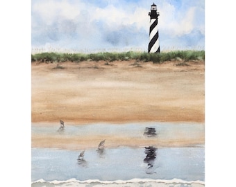 Cape Hatteras Lighthouse Print | Outer Banks NC Art | North Carolina Lighthouse