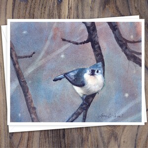 8 Watercolor Note Cards with Envelopes, Featuring Four Winter Birds Watercolor Paintings by Laura D. Poss, Blank Inside // Handmade Cards image 6