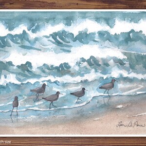 2 sizes Watercolor Print of Sandpipers, from a painting by Laura Poss // 5x7 inches or 8x10 inches image 6