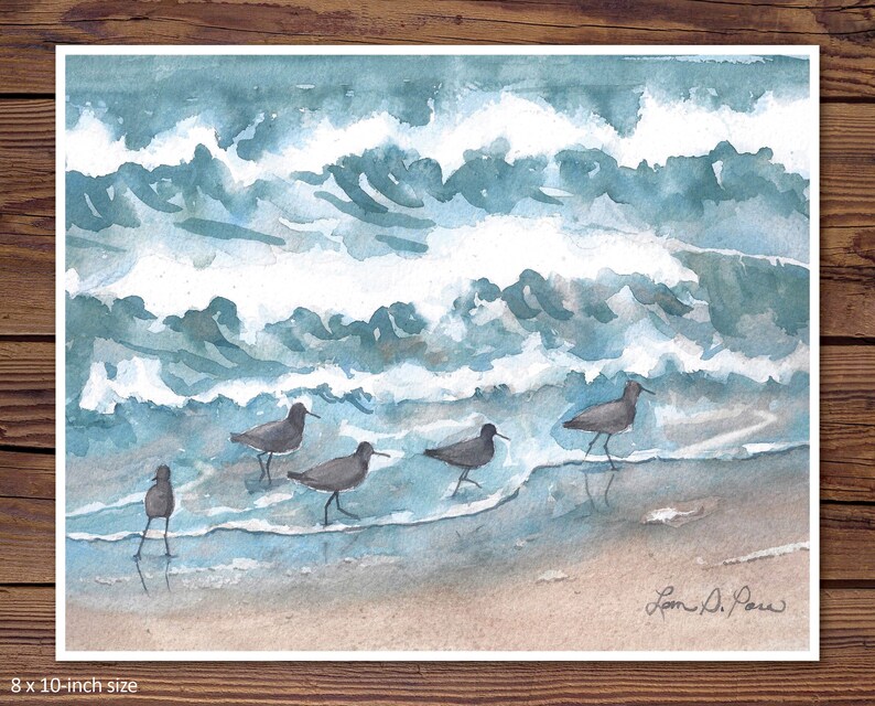 2 sizes Watercolor Print of Sandpipers, from a painting by Laura Poss // 5x7 inches or 8x10 inches image 6