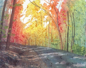 3 sizes- Watercolor Print from a Landscape Painting by Laura Poss // 5x7, 8x10, 10x14 inches // Blue Ridge Parkway