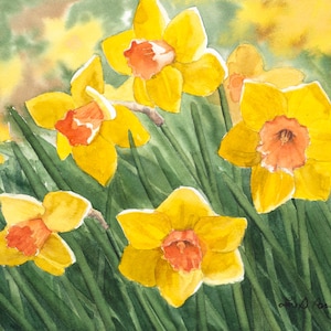 Original Daffodil Watercolor Painting | 8x10 Spring Flower Art | Yellow Narcissus | Laura Poss Art