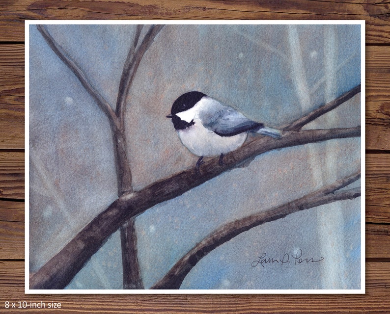 2 Sizes Watercolor Print of a Chickadee From a Painting by - Etsy