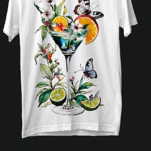 Bloemige cocktail clip art png, alcoholische drankillustratie met bloemen, trouwbarmenu, pub, transparante PNG-afbeeldingen, commercieel gebruik