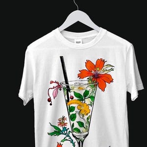 Bloemige cocktail clip art png, alcoholische drankillustratie met bloemen, trouwbarmenu, pub, transparante PNG-afbeeldingen, commercieel gebruik