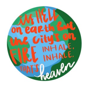 C'est l'enfer sur terre mais la ville est en feu Sticker