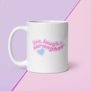 Korean Affirmation Mug – “Live, Laugh, Saranghae” | Cute K-Pop K-Drama Gift | Pastel Konglish Cup | Korean Aesthetic Decor