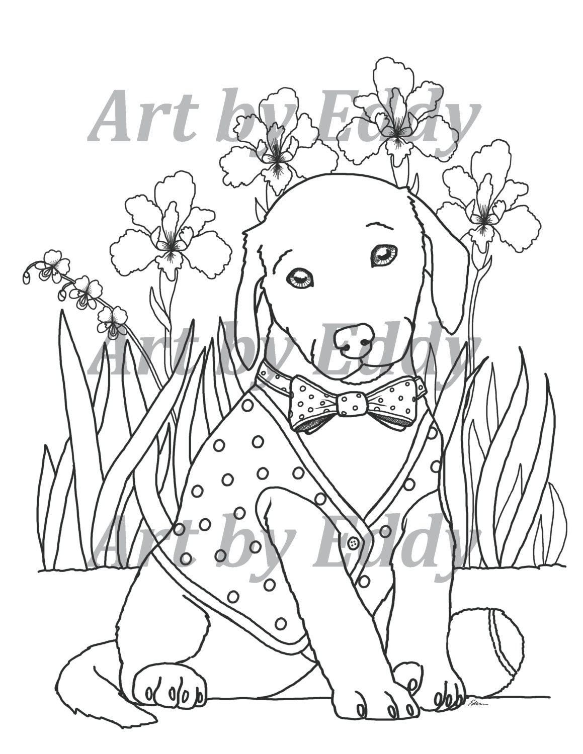 Art of Labrador Single Coloring Page | Etsy