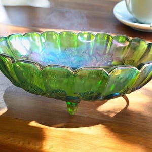 Indiana Glass Emerald Green Carnival Glass Fruit Bowl