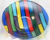 Fused Glass Bowl - Colored Planks - 15 inches