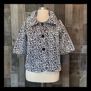 T&W Designs silver black leopard print jacket medium vintage dark feminine fall