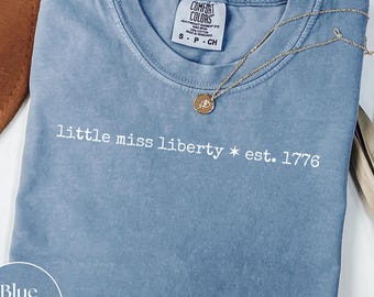 Comfort Colors Retro USA 250 Shirt, Little Miss Liberty Est 1776 Tee, Sarcastic 4th of July Tee, Statue of Liberty Patriotic Shirt