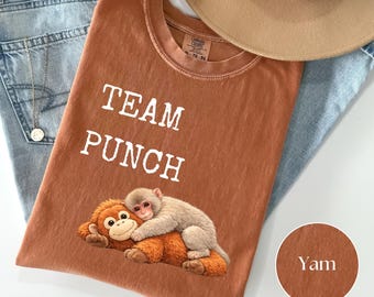 Team Punch Monkey Shirt, Comfort Colors Tee, Viral Baby Monkey Meme Shirt, Cute Monkey Graphic Tee, Animal Lover Gift, Wildlife Shirt