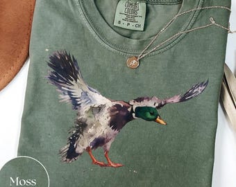 Mallard Duck Shirt, Comfort Colors Tee, Watercolor Duck Graphic Tee, Nature Lover Gift, Vintage Duck Shirt, Retro Wildlife Bird Tee