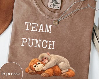 Team Punch Monkey Shirt, Comfort Colors Tee, Viral Baby Monkey Meme Shirt, Cute Monkey Graphic Tee, Animal Lover Gift, Wildlife Shirt