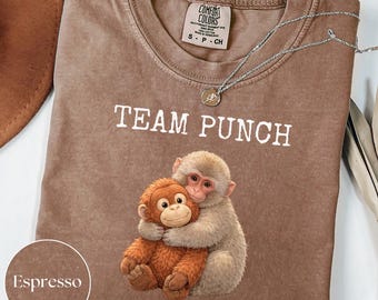 Comfort Colors Team Punch Monkey Shirt, Viral Baby Monkey Meme Tee, Baby Monkey Holding Plush Toy Tee, Animal Lover Gift, Wildlife Shirt
