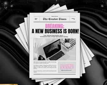 Modello di giornale fai da te per il lancio di un'attività: volantino Canva modificabile (download digitale)