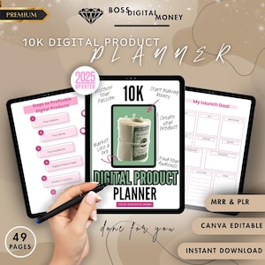 10K Digitaler Produktplaner | Master Weiterverkaufsrechte | PLR | Erstellen und verkaufen Sie digitale Produkte | Canva Vorlage | Online Biz Starter | Plane es
