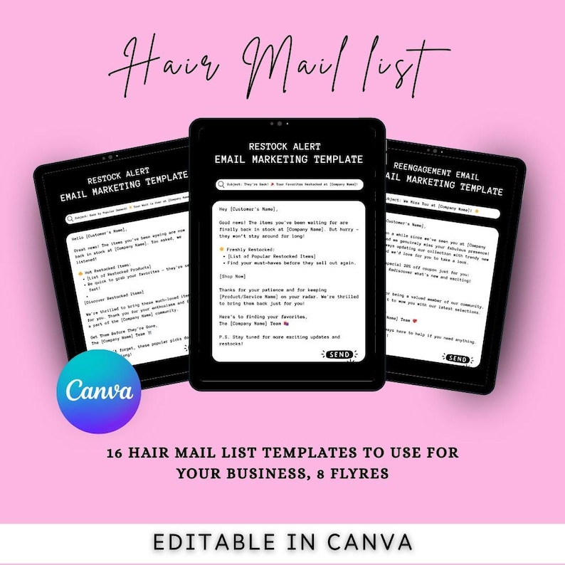 24 Hair Business Email Marketing Templates: Wig & Extensions Email Bundle image 3