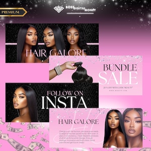 Editable Hair Business Website Banners: Canva Templates (Digital Download)