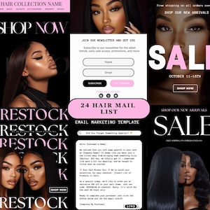 24 Hair Business Email Marketing Templates: Wig & Extensions Email Bundle image 1