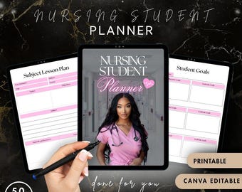 Krankenpflege-Studenten-Planer: 50-seitiger digitaler Schulplaner (Canva Template PDF Download