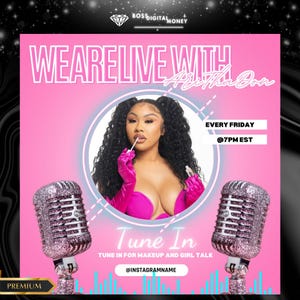 Live Podcast Flyer Template: Editable Canva Design for Beauty, Makeup & Influencer Broadcasts