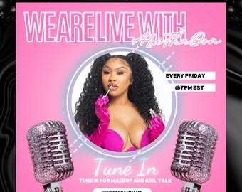 Live Podcast Flyer Template: Editable Canva Design for Beauty, Makeup & Influencer Broadcasts