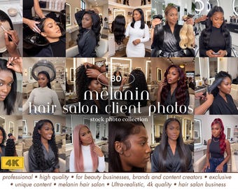 Melanin Hair Salon Client Photos: 80 Ultra-Realistic 4K Stock Images (Digital Download)