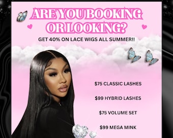 Bearbeitbare Lash Flyer Vorlage: Buchen Sie oder suchen Sie, Canva Beauty Business Marketing?