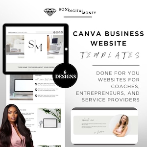 Canva Website Template for Coaches, Editable Landing Page, Business Website Design, One Page Template for Entrepreneurs