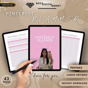 Pinterest Planner, Editable Pinterest Planner Guide, Pinterest Marketing Guide, Plr Digital Products, Canva Templates, Pinterest Canva