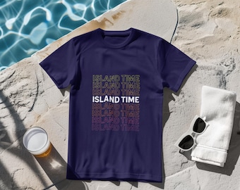 Island Time T-Shirt: Unisex Softstyle Beach Tee, Tropical Vibes