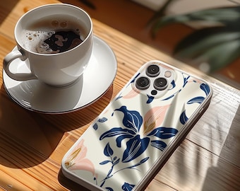 Floral Lily Flexi Phone Case: Blue & Pink Protective Cover