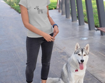 Cute Dog Illustration T-shirt, Unisex Dog Tee Shirt for Dog Lovers, Dog Owner Gift, Softstyle Dog Graphic Tee, Puppy Lover Shirt