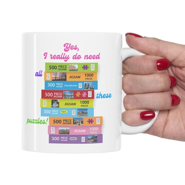 Jigsaw puzzle lover's mug, gift for mom, cute mug, nerdy gift