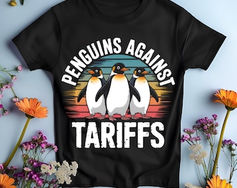 Penguins Against Tariffs PNG: Funny Political Design (Digital Download