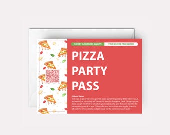 Pizza Party Pass Birthday Card: Fun Celebration Invitation