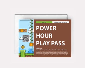 Video Game Birthday Card: Power Hour Play Pass