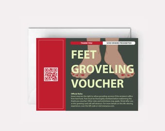 Funny Feet Groveling Voucher Thank You Card