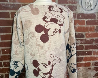 Jersey de cuello redondo con manta de Mickey reciclada