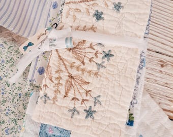 Scrap Quilt And Fabric Sampler: Floral Blue Textile Bundle.